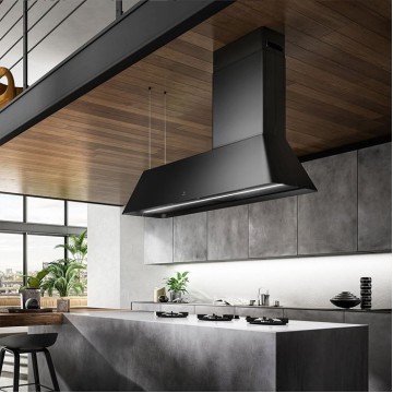 Elica PRF0171195 Ikona Maxxi Pure BL MAT/F/120 Απορροφητήρας Νησίδα Ανακύκλωσης 120cm Μαύρος